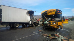 Truck and School Bus Accident
