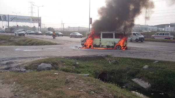 Bus on fire File Photo