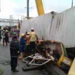5 DEAD, 3 RESCUED ALIVE AS CONTAINER FALLS ON FULLY LOADED BUS IN LAGOS (PICTURES)