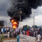 ACCIDENT INVOLVING A TANKER AND A BUS IN LOKOJA, SOME SCOOPED FUEL, MANY FEARED DEAD (PHOTOS & VIDEO)